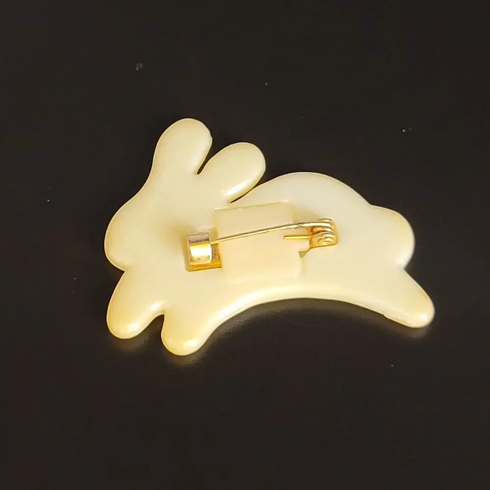 Yellow Glitter Bunny Brooch Resin 1.9